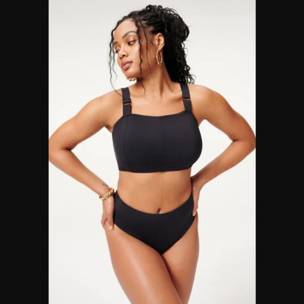 Good American Black Contour Top Swim Beach Vacation